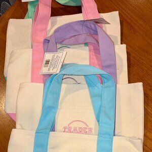 NWT New Set of 4 Spring Easter Trader Joe's Mini Totes Easter Baskets Gift Bags